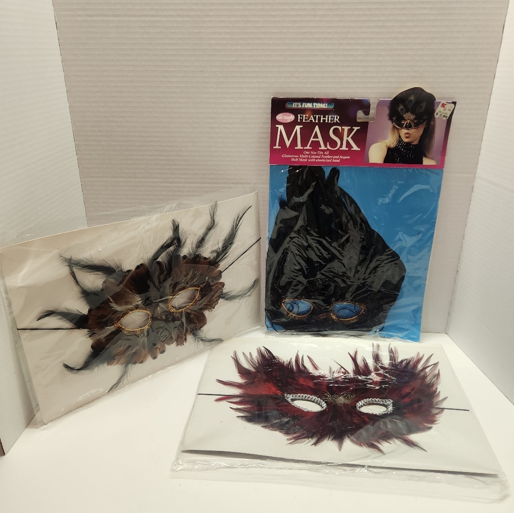 Masquerade Feather Masks New Lot Of 3 Masks